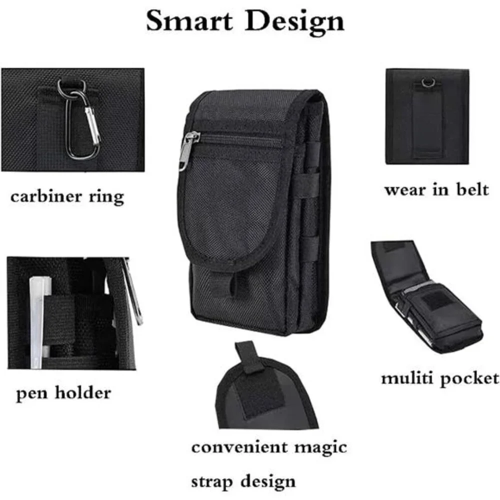 Dual Cell Phone Pouch/Holsters for Men Belt, Multi-Purpose Phone Belt Pouch